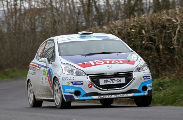 Diogo Gago / Jorge Carvalho no Peugeot 208 TVI Action  during the 2015 European Rally Championship ERC Circuit of Ireland rally,  from April 1st to 4th, at Belfast, Ireland. Photo Gregory Lenormand / DPPI